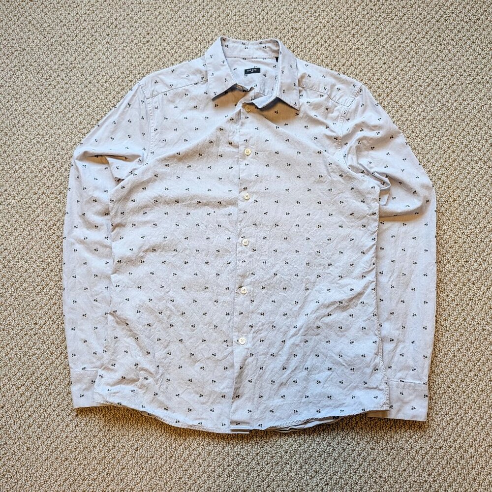 Paul Smith Button Up Shirt Men's Small Blue Palm Trees Pattern